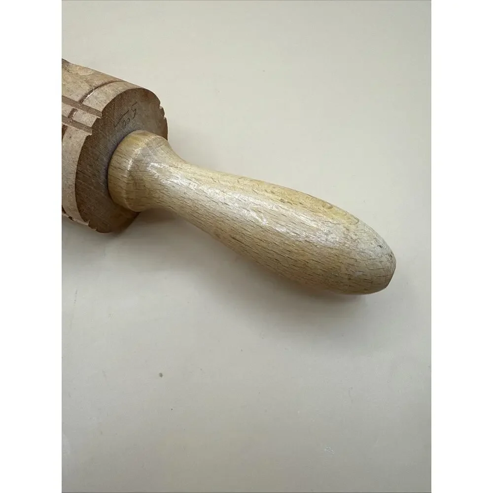 Vintage Wooden Rustic German Rolling Pin Bees Butterfly